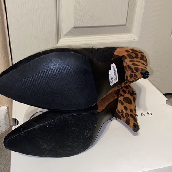 Comfort Black Brown Animal Patchwork Print Ankle Pointed Toe Bootie Boots New - Picture 9 of 10